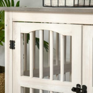 Pawhut Wooden Dog Crate End Table White