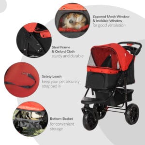 Pawhut Pet Stroller Adjustable Canopy