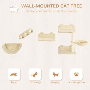 Pawhut Wall-Mounted Cat Shelves