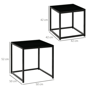 Nest of Tables Set of 2 Tempered Glass Top