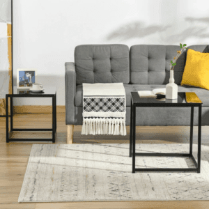 Nest of Tables Set of 2 Tempered Glass Top