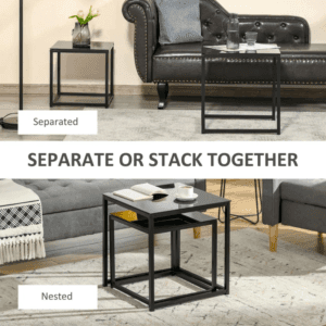 Nest of Tables Set of 2 Tempered Glass Top