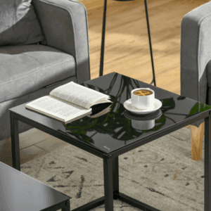 Nest of Tables Set of 2 Tempered Glass Top