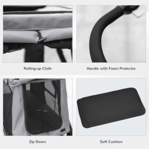 PawHut Pet Stroller w/ Mesh Windows Grey