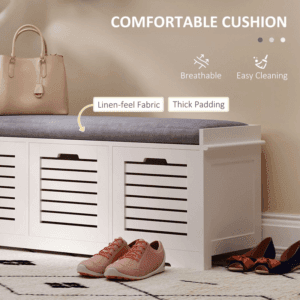 HOMCOM Shoe Storage Bench with Cushion Seat