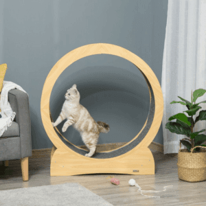 PawHut Cat Treadmill Wooden Running Wheel