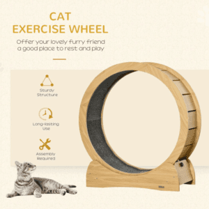 PawHut Cat Treadmill Wooden Running Wheel