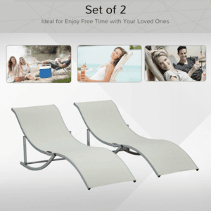 Outsunny Lounge Chair Set of 2 Zero Gravity