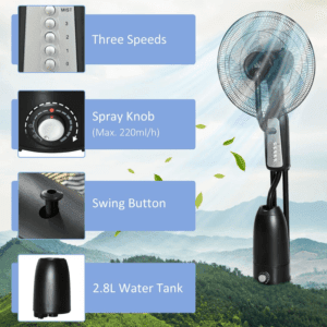 Homcom Pedestal Fan w/ Water Mist Spray