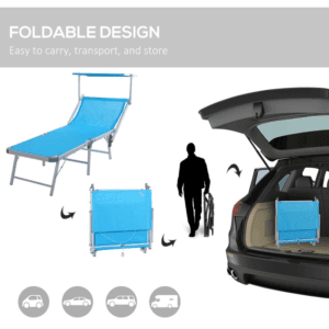 Outsunny Lounger Fold 180 Reclining Chair Blue