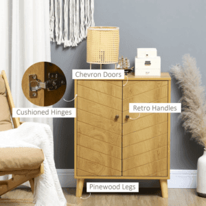 Homcom Storage Cabinet Sideboard Chevron Doors