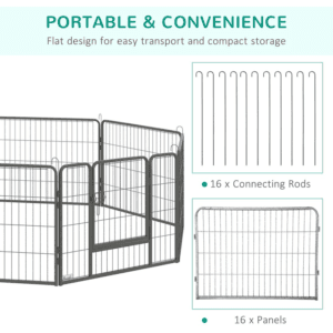 PawHut Dog Playpen Heavy Duty w/ 2 Doors