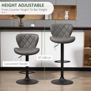 Homcom 2 x Bar Stools Adjustable Height