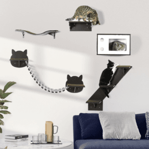 PawHut 5pc Cat Wall Shelves w/ Platform