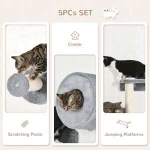 PawHut 5pc Cat Wall Furniture with Cat Condo PawHut 5pc Cat Wall Furniture with Cat Condo