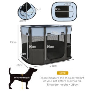 PawHut Dog/Cat Pen Portable Grey