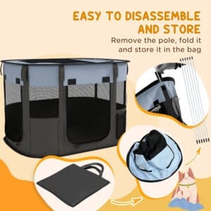 PawHut Dog/Cat Pen Portable Grey