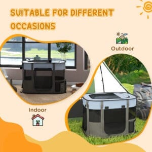 PawHut Dog/Cat Pen Portable Grey