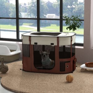 PawHut Dog/Cat Pen Portable Brown
