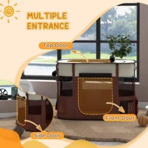 PawHut Dog/Cat Pen Portable Brown