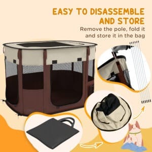 PawHut Dog/Cat Pen Portable Brown