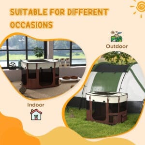 PawHut Dog/Cat Pen Portable Brown
