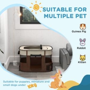 PawHut Dog/Cat Pen Portable Brown