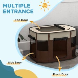 PawHut Dog/Cat Pen Portable Brown