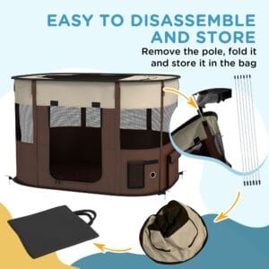 PawHut Dog/Cat Pen Portable Brown