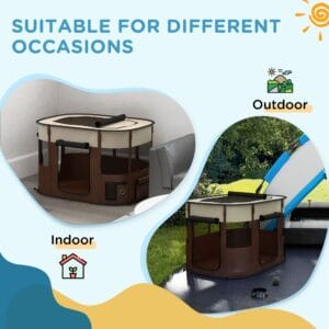 PawHut Dog/Cat Pen Portable Brown