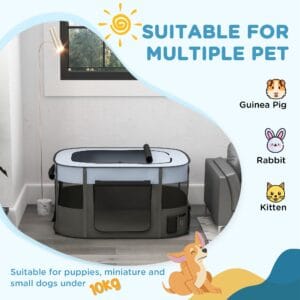 PawHut Portable Dog/Cat Pen Grey