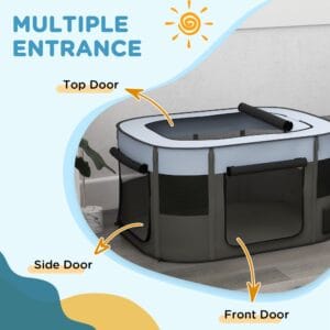 PawHut Portable Dog/Cat Pen Grey