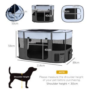 PawHut Portable Dog/Cat Pen Grey