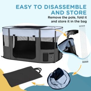 PawHut Portable Dog/Cat Pen Grey