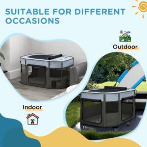 PawHut Portable Dog/Cat Pen Grey
