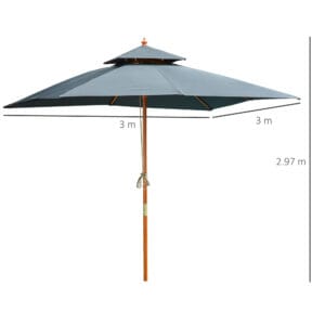 Outsunny Patio Umbrella 3 x 3m Wood