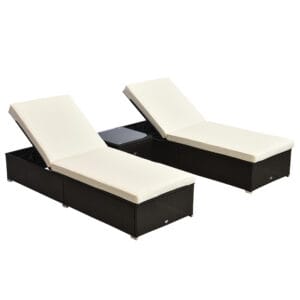 Outsunny Rattan Lounger Set 3pc