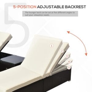 Outsunny Rattan Lounger Set 3pc