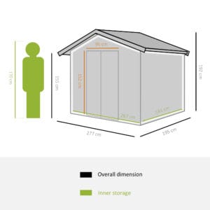Outsunny Garden Shed Steel 9 x 6ft Grey