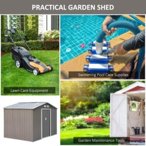 Outsunny Garden Shed Steel 9 x 6ft Grey