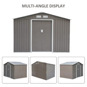 Outsunny Garden Shed Steel 9 x 6ft Grey