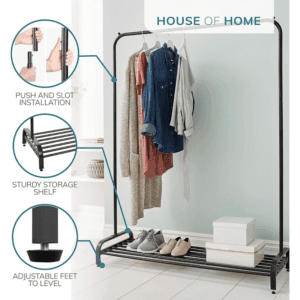 Clothes Rail In Black Powder Coating