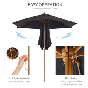 Outsunny Wooden Parasol 2.5m