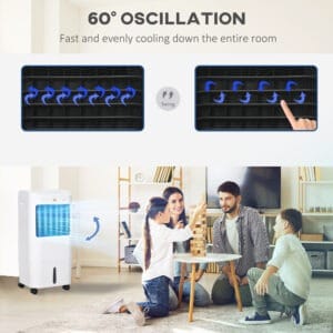Homcom Air Cooler w/ Oscillation Ice Packs