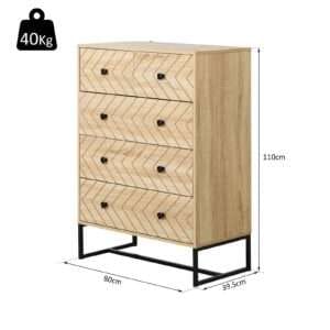 Homcom Chest Of 5 Drawers Storage Unit