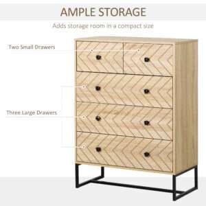 Homcom Chest Of 5 Drawers Storage Unit