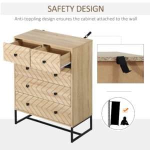 Homcom Chest Of 5 Drawers Storage Unit