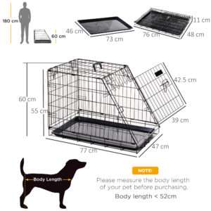Pawhut Car Dog Cage Metal Collapsible