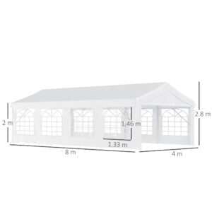 Outsunny 8m Gazebo Garden Marquee White