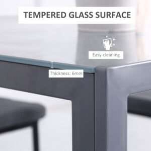 Homcom Square Dining Table w/ Glass Top